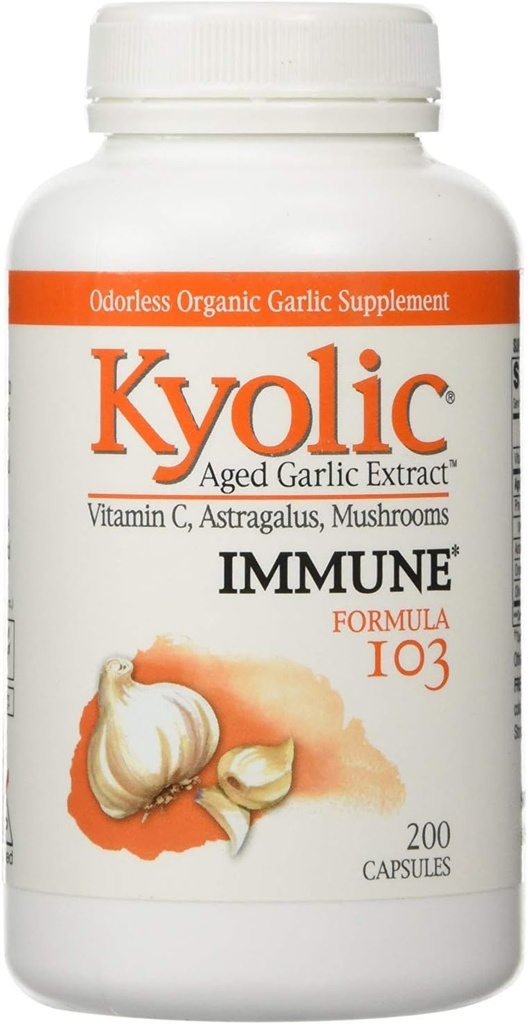Kyolisk - Formula 103 eldre hvitløk ekstrakt med vitamin C, Astragalus, Mushrooms - 200 kapsler, 2 pakke