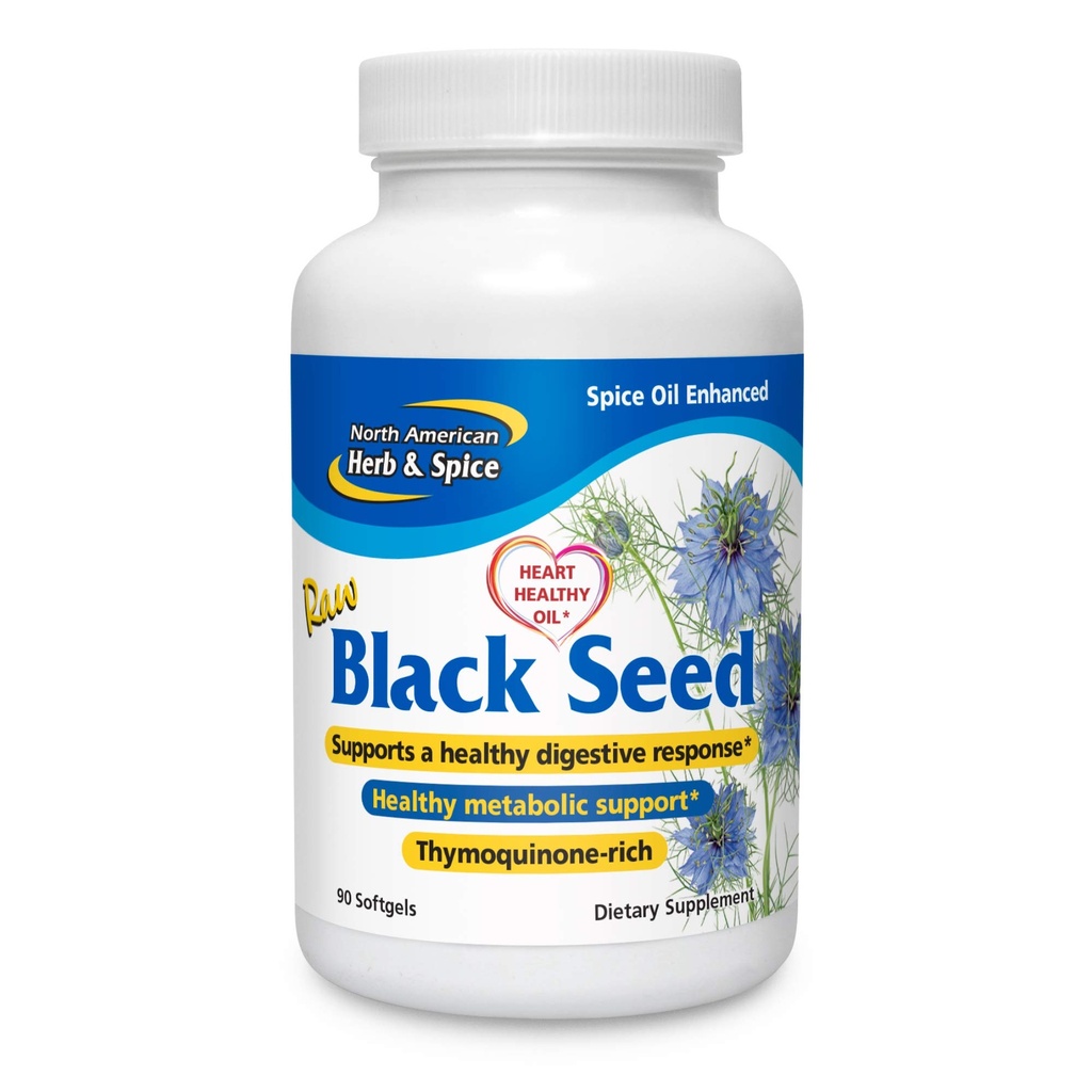 NORTH AMERICAN HERB & SPICE Black Seed Oil 1000 mg - 90 greve - Liver, Gallblåser og intestinal funksjon - hjerte og digestiv helse - Black Seed Oil, Oregano olje, Fennel - ikke-GMO - 45 Services