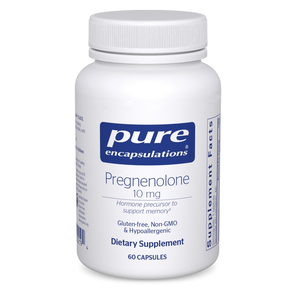 Pure Enkapsler Pregnonolone 10 mg - Støtte Minne & Hormon Balance * - Hormone Precursor - Glutenfri & Ikke-GMO - 60 Kapsler