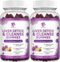 Liver Cleanse Detox & Reparasjon Gummies - Ekstra styrke 14 i 1 Liver Support Supplement m/Milk Thistle Silymarin,Dandelion, Artichoke Ekstrakt & Elderbær - Ingen sukker, Liver Helse Supplement -120 Ct