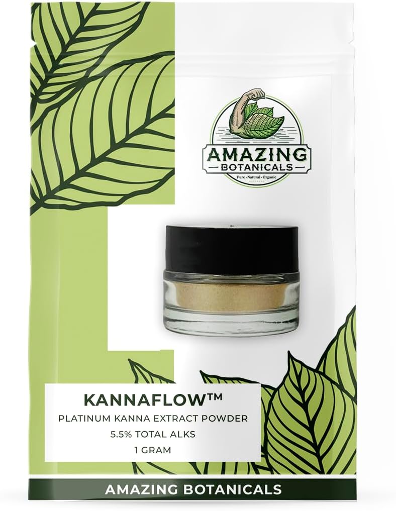 Kanna Extract pulver, Premium Lab raffinert celetium Tortuosum ekstrakt | 5,5% aktive alkaloider, 80% mesembrain - 25 mg alkaloid-rik ekstrakt - Inkluderer dosering spoon - (1 gram) 40 porsjoner