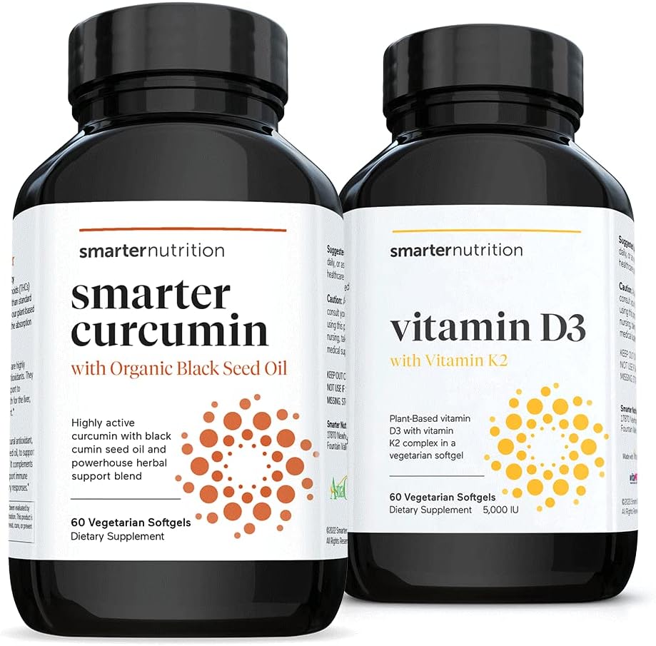 SMARTERNUTRITION Curcumin - Potens og absorpsjon + Plantebasert vitamin D3 Immunstøtte med Vegan K2 Complex