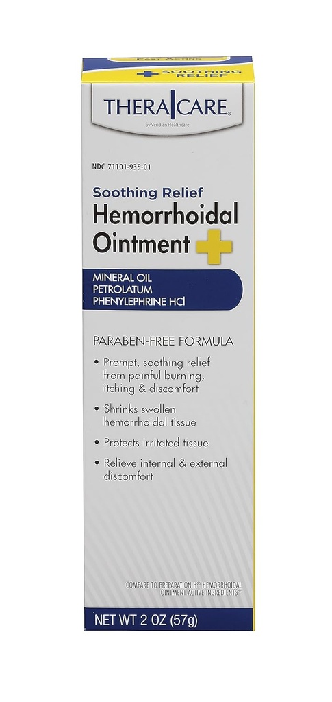 Thera Care Hemorroideal Ointment | Sootes kløe og brenne | 1.0 oz | Hemorroide Symptom Relief | Fastvirkende | Paraben-fri | Applikator Inkludert
