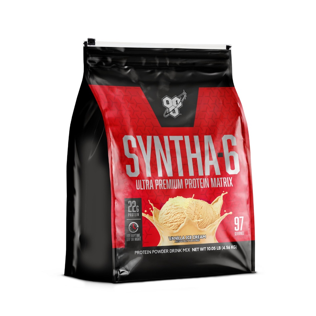 BSN Syntha-6 Whey Protein pulver, Vanilla Protein pulver med Micellar Casein, Melk Protein Isolat pulver, Vanilla Iskrem, 97 Serveringer (Package May Vary)