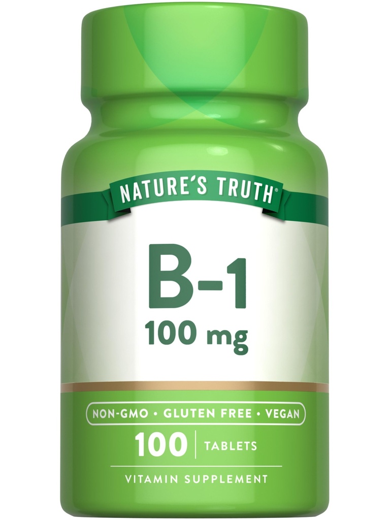 Naturens sannhet vitamin B1 100 mg (Thiamin) | 100 greve | Vegan, ikke-GMO og glutenfri kosttilskudd