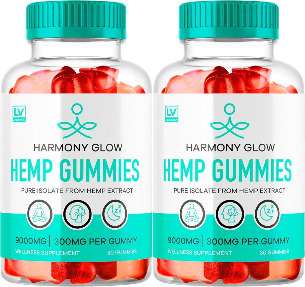 (2 pakke) Harmony Glow Gummies, Harmony Glow Hempies, Harmony Glow Supplement, Harmony Glow Natural Hamp, HarmonyGlow Hampies, Harmony Glow Multivitamin Gummies, 60 Gummies i 2 måneder