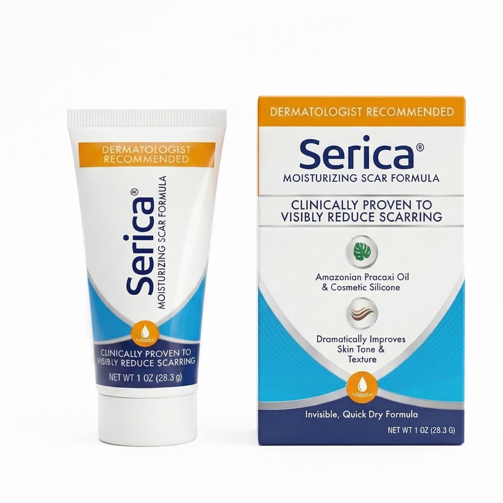 Serica Scar Gel Advanced Silikon formel, visuelt reduserer utseendet på arr fra kirurgi, akne, skader - klinisk bevist resultat, 1oz