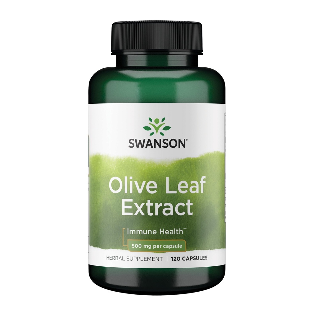 Swanson Olive Leaf Extract Kapsler med 20% Oleuropein - gir immun støtte, fremmer kardiovaskulær system helse, og støtter sunnt blodtrykk - (120 kapsler, 500 mg hver)