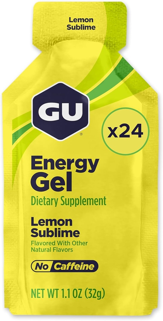 GU Energi Original Sport Ernæring Energi Gel, Vegansk, Glutenfri, Kosher, og Dairy-Free On-the-Go Energi for enhver trening, 24-count, sitron sublime
