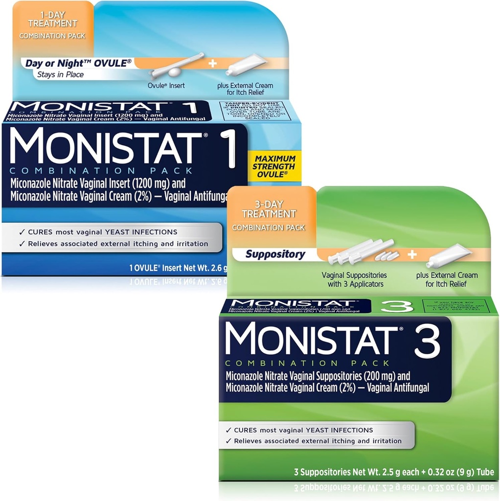Monistat 2 pakke (3-dagers suppository og 1 dags eggkombinasjonspakke)