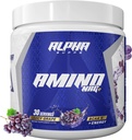 Alpha Supps Amino NRG+ BCAA Amino energigjenvinning pulver - Hydration blanding med elektrolytter - Fokus blanding for optimal ytelse støtte i menn og kvinner (30 Serveringer, Juicy Grape)
