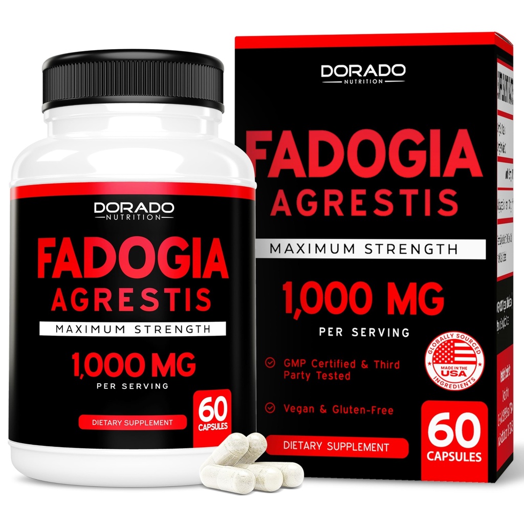 Fadogia Agrestis Extract 1000mg per servering - [Maximum styrke] - Styrke, Drive, Atletisk ytelse, Muskelmasse - Tredjeparts testet - Zero Fillers - Glutenfri, Ikke-GMO, Veganske kapsler