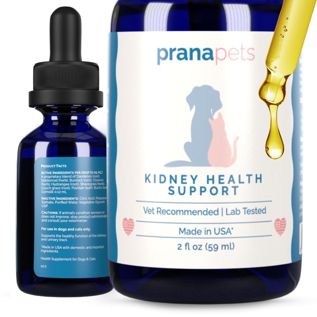PranaPets Nyre Helse Støtte Supplement for katter | Naturlig støtter sunn nyrefunksjon i katter | Herbal Formula hjelper inflammasjon og symptomer på nyreproblemer