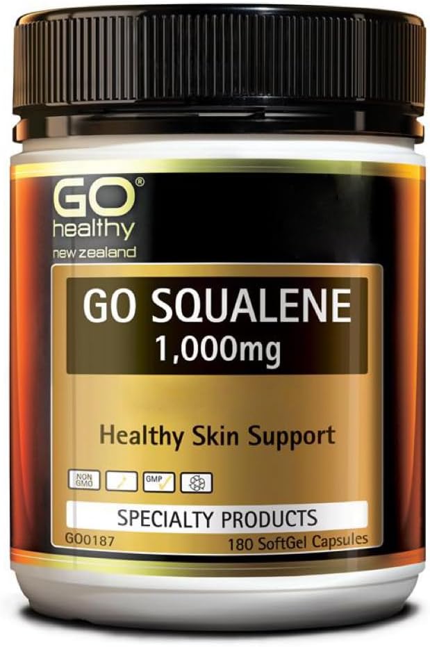 Go Healthy Go Squalen Hud støtte, antioksidant beskyttelse, kolesterol nivå støtte 1000mg 180 Softgel Caps