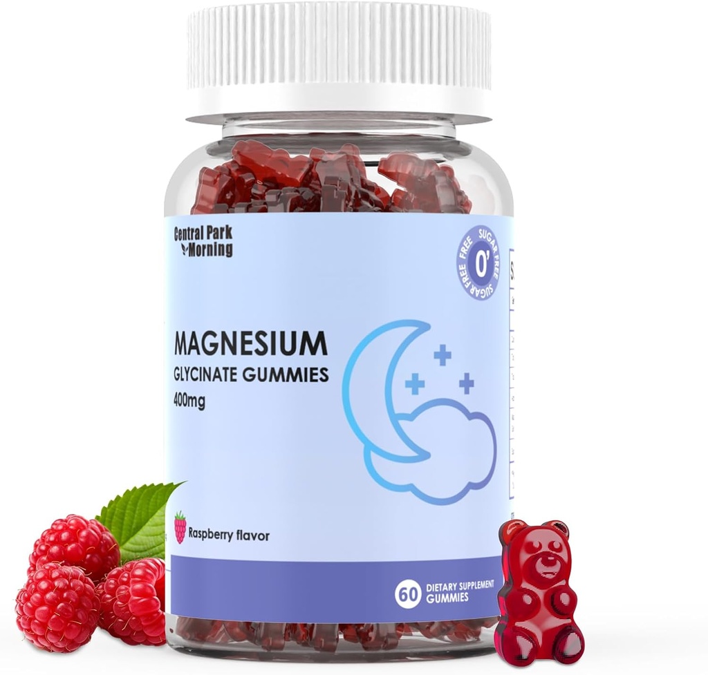 Magnesium Glykinat Gummies 400 mg,Adult Sukker Gratis Magnesium Glykinat Supplement,Muskel, Bone Support - 60 Organic Gummies