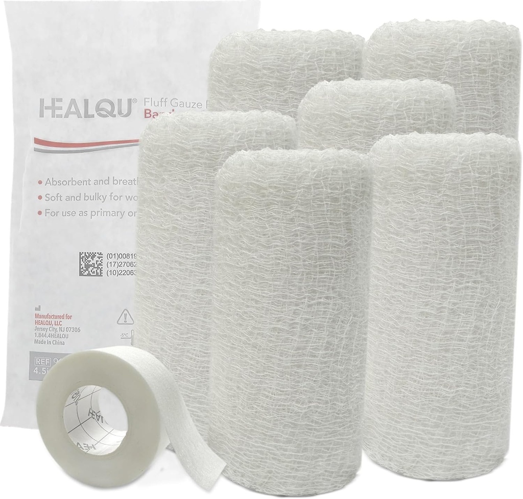Kerlix Gauze Bandage Rolls - 4 1/2 i x 4.1 Yds, 6 Ply - 6 Single Steril Pocuhes- Extra Absorbens - Latex Gratis, Sykehus Grade Cotton Fluff Bandage Wrap krinkel stil - for sår omsorg og førstehjelp