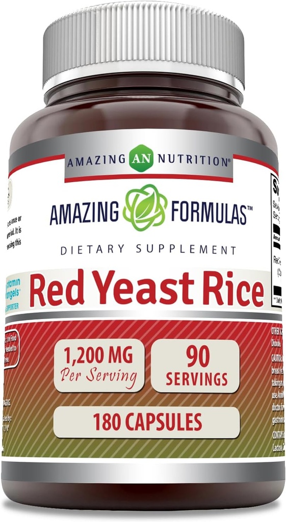Amazing Formler Rød Yeast Rice 1200mg Per Serving kapsler Supplement | Ikke-GMO | Glutenfri | laget i USA (180 greve)