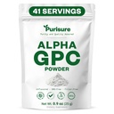 Purisure Alpha GPC pulver, 25 g, ren Alpha GPC Choline Supplement for hjerne og fokus, CDP Choline Kosttilskudd for minne ytelse og konsentrasjon, Ingen Fyllere, Ikke-GMO, tilbyr 42 Services