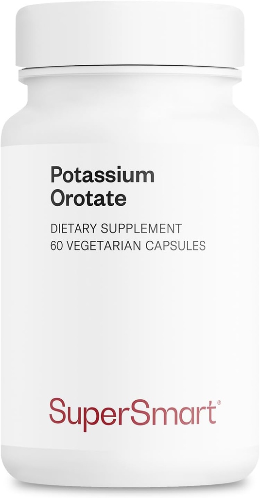 SuperSmart Kalium Orotat Supplement 450mg per dag (forbedret absorpsjon) - Kalium med Orotisk Acid | Ikke-GMO & Glutenfri - 60 Vegetariske kapsler