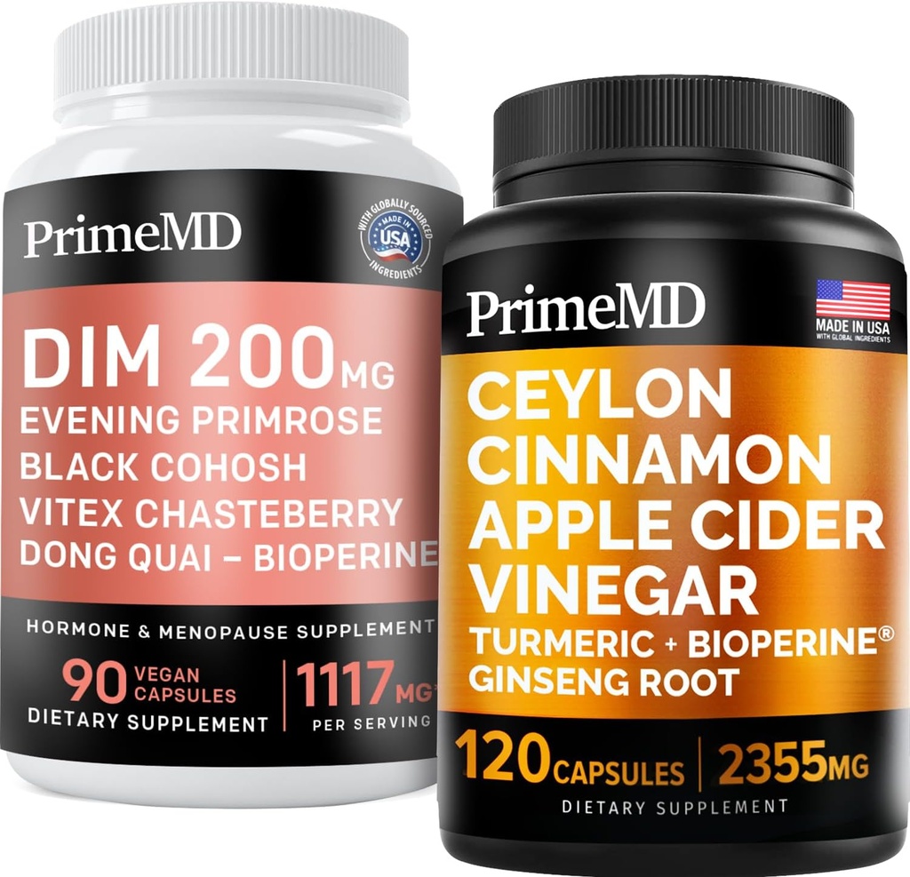 Ceylon Cinnamon (1pk) og Menopause Support (1pk) Supplement Bundle - Potent Vitaminer for hjerte, metabolisme, hormon og immunstøtte - ikke-GMO, Vegan, Glutenfri