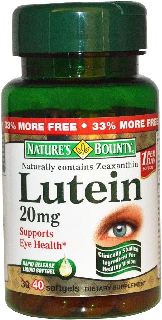 Naturens Bounty Lutein 20 mg, 40 Softgels (Pack of 2)