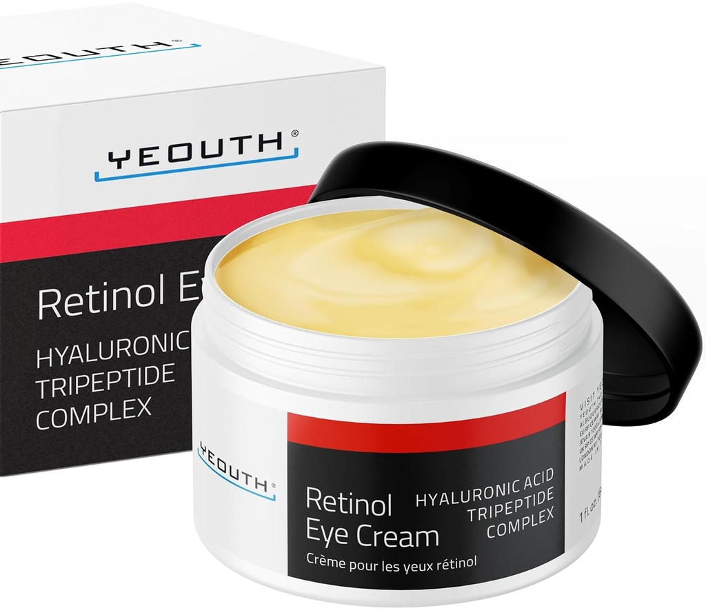YEOUTH Retinol Eye Cream Anti Aging, Firming Under Øyekrem For Puffiness og Vesker Under Øynene For Brynkler og Mørke Sirkler Med Hyaluronsyre og Tripeptider 1oz