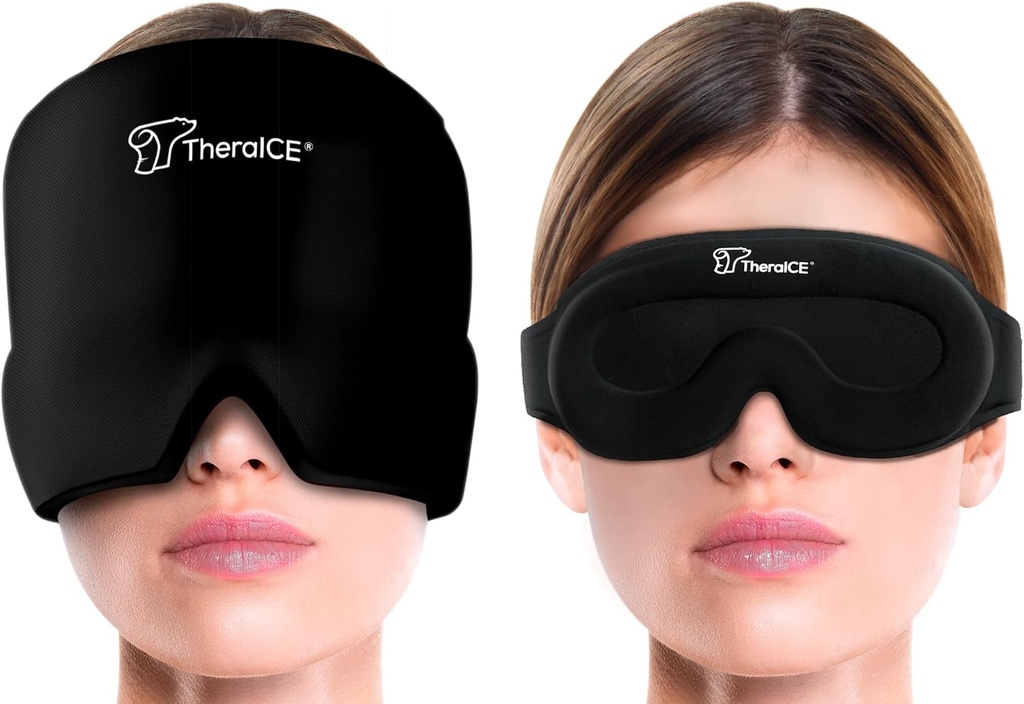 TheraICE Migraine Hodepine Relief Cap, Hot & Cold Therapy Hat, Migraine Relief Cap, Kjøl Gel Head Wrap, Hodepine Cap Ice Pack Mask + TheraICE Kjøle Gel Relief søvnmaske