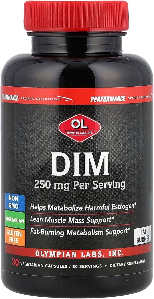 Olympian Labs ytelse DIM Supplement 250mg - DIM Diindolmetan 30 kapsler (30 dagers levering)