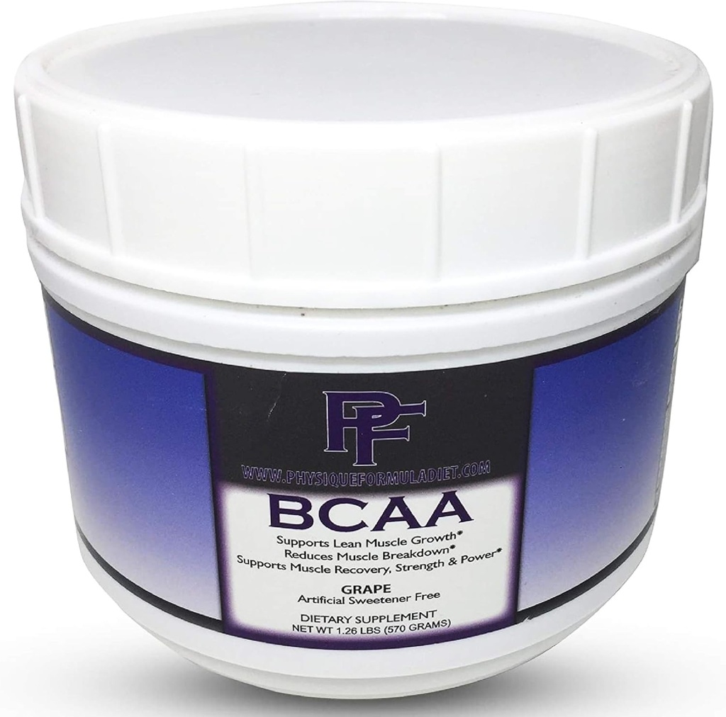 Fysiikkformula BCAA med Stevia Alle naturlige grened kjede Aminosyrer pulver med glutamin og søtt med Stevia. Koffein & Sucralose Gratis Grape Flavor Ingen Sukker