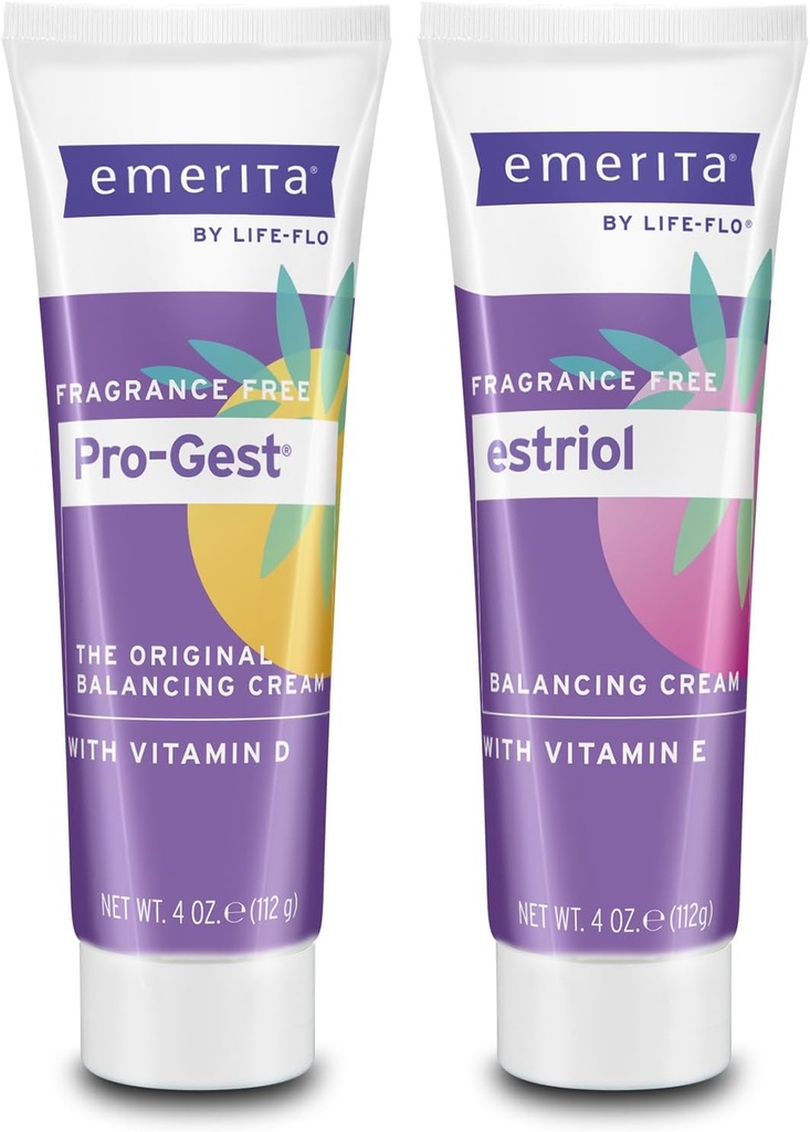 Emerita Pro-Gest Balancing Cream med vitamin D, Progesteron og Estriol - Fragrance Free, 60-dagers garanti, 4oz