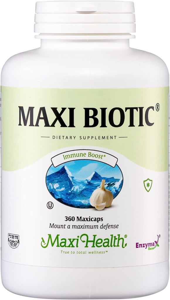 Maxi Health - Maxi Biotic Aged Whitelic Extract Capsules (360 | Kyolisk hvitløk Supplement med Spirulina, Echinacea, Oregano og Enzymax - Naturlig antioksidant - Velværestøtte