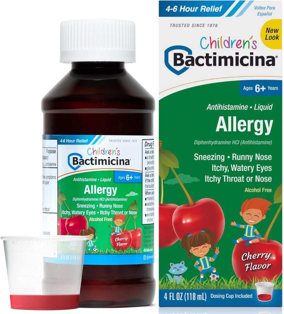 Bactimicina barnevæske - barnemedisin - alder 6 og over - Søt Cherry Flavor - 4 Fl OZ