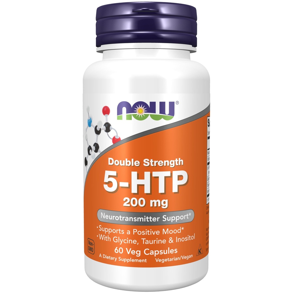 NU Mattilskudd, 5-HTP (5-hydroksytryptofan) 200 mg, dobbel styrke, nevrotransmitterstøtte*, 60 Veg Kapsler