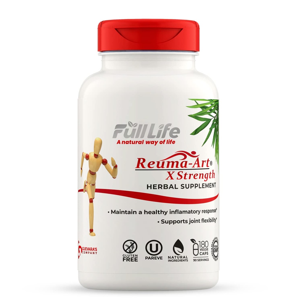 Full Life Reuma-Art X Styrke – 400 mg Herbal Kosttilskudd - Støtter Joint Flexibilitet – 180 Veggie Kapsler