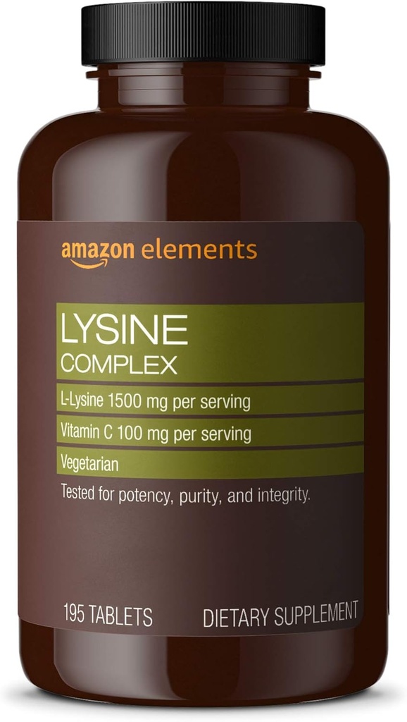 Elementer Lysine Complex med C-vitamin for immun helsestøtte, vegetarisk, 65 serveringer, 195 greve (pakke kan variere)