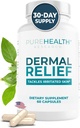 PUREHEALTH RESEARCH Dermal Relief Kosttilskudd - for irritert hud, Eczema og dermatitt med L-Histidin, Ashwagandha Root Extract, Rhodiola Crenulata, vitamin D og E - 1 flaske - 60 kapsler