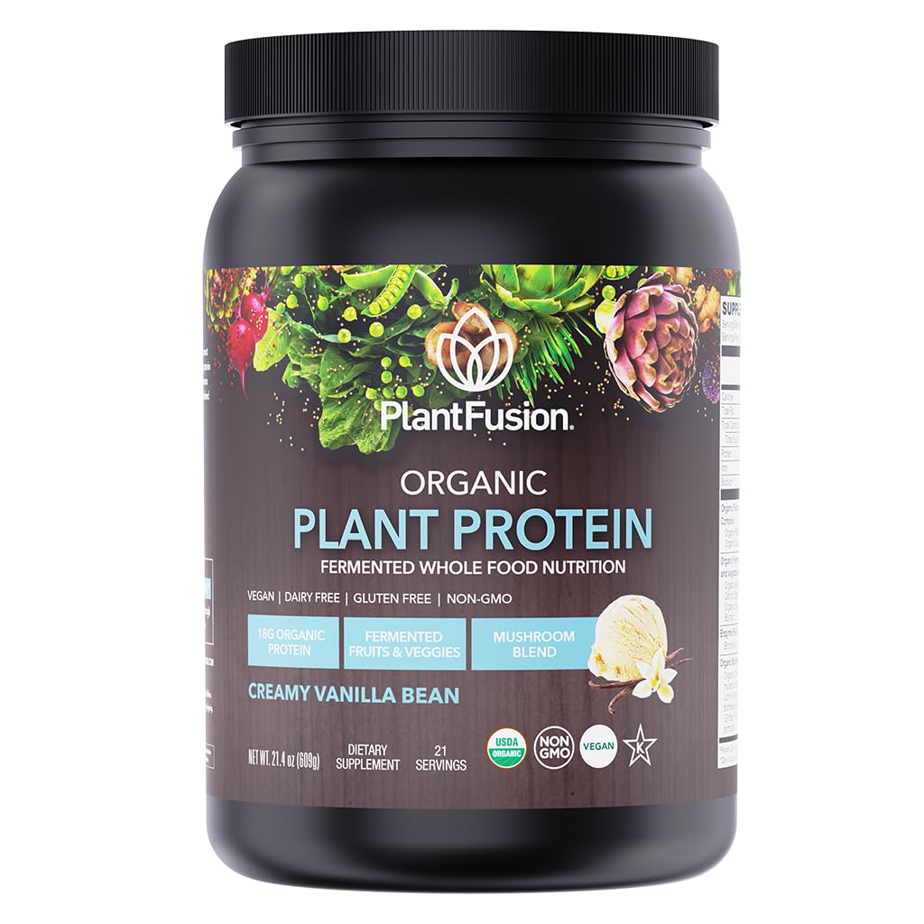 SOTRU Organic Vegansk Protein pulver - Hele mat, Plant Basert Protein pulver med grønn Superfoods, Enzymer og Probiotika - USDA sertifisert organisk, ikke-GMO, Glutenfri - Vanilla 18.5 oz, 21 Services