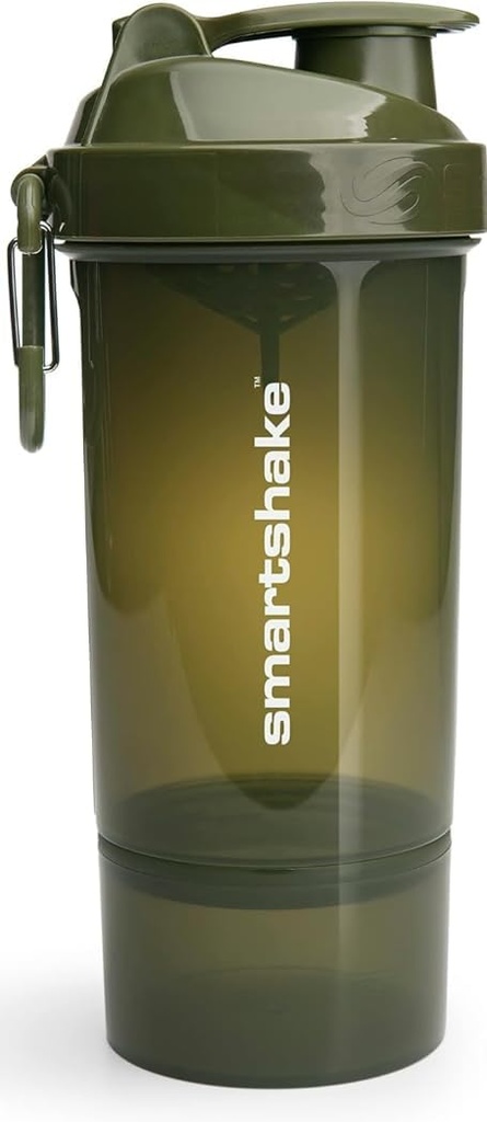 Smartshake O2GO Et plastprotein Shakerflaske 800 ml | 27 oz - Leakproof Skrue-on Lid - BPA Gratis – Unisex - Army Green