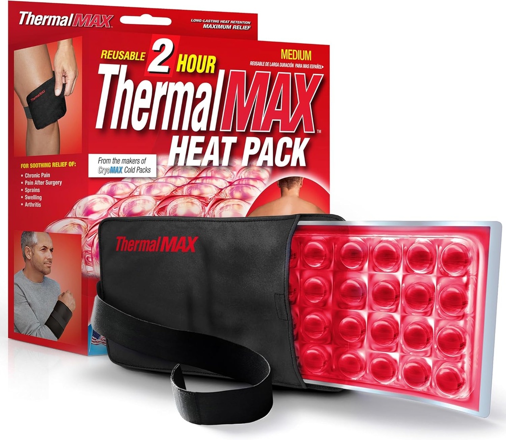 ThermalMax Reusable Heat Pack - Long-lasting, opp til 2 timers terapeutisk varme, rask opphetende relief Wrap med justerbare stropper, Best for smertelindring, muskelkomfort, kne, rygg, Hipkirurgi - Medium