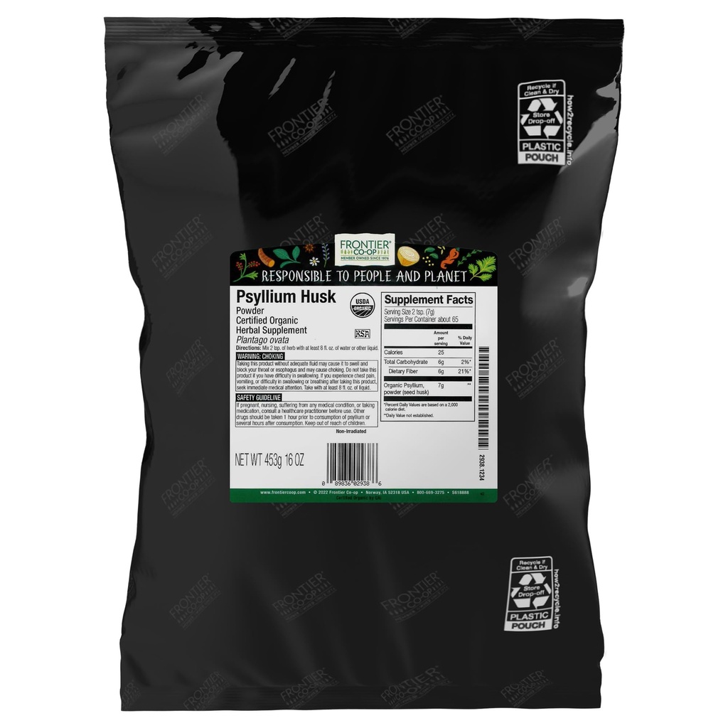 Frontier Co-op organisk Psyllium Husk pulver 1lb