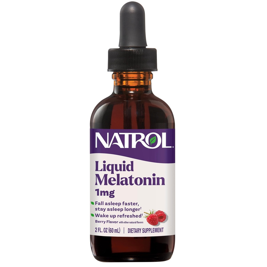 Narrol flytende Melatonin 1 mg, voksen melatonin Supplement til å falle sove raskere og holde seg sover lenger, våkne opp forfrisket, 2 FL OZ Berry-Flavored væske, 15 serveringer