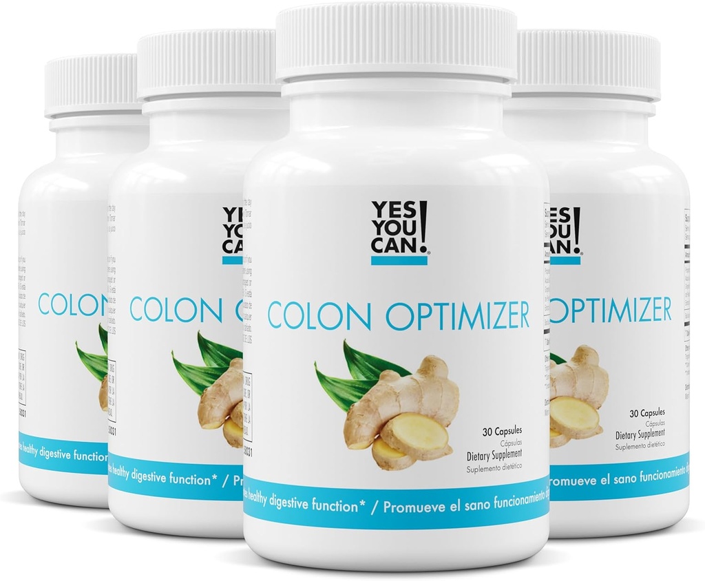 Ja du kan! Probiotika Colon Optimizer Supplement - Gut helse og mage Supplement for menn og kvinner, organiske probiotika med ginger og peppermynte for digestive helse, 30 kapsler - 4 pakke