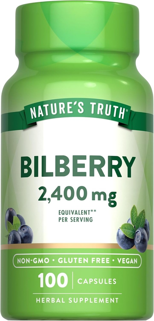 Naturens Sannhet Bilbær Ekstrakt Kapsler | 2400mg | 100 greve | Ikke-GMO & Glutenfri Supplement