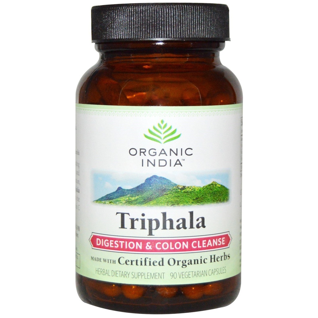 ORGANIC INDIA Triphala Kapsler Organic - Herbal Supplement med Amla, Bibhitaki, Haritaki, Digestion & Colon Støtte, Immunsystem Support, Adaptogen, Vegan, USDA Certified Organic - 90 Kapsler