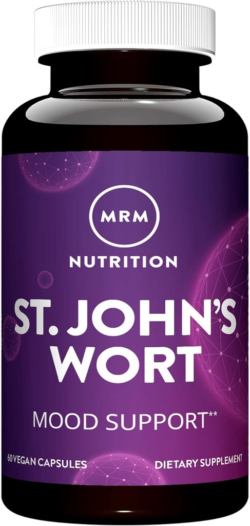MRM Ernæring St. Johns Wort | 0,3% Hypericin 450mg | Mood + Velværestøtte | Glutenfri + Vegan | 60 Kapsler