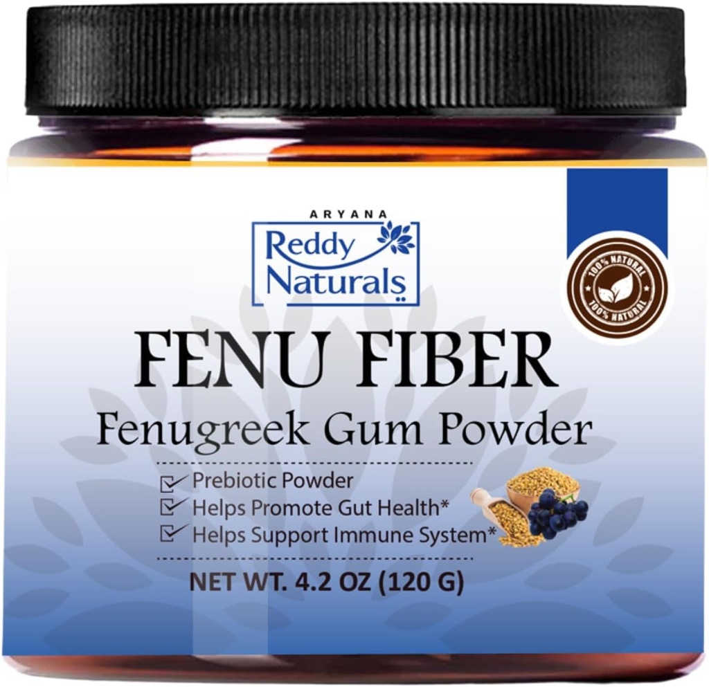 Reddy Naturals Aryana FENU Fiber – Debitert Fenugreek Gum pulver - Muscadine Polyphenols - støtter sunne metaboliske funksjoner – forbedrer immun- og gut helse – 4.2 OZ (120 G)