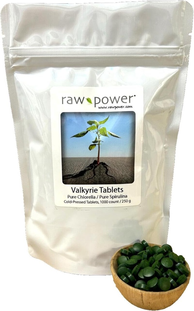Valkyrietabletter for kjæledyr, råkraft (1000 teller, 250 g, kaldtpresset, ren chlorella/spirulina)