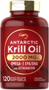 Carlyle Antarctic Krill Oil 2000mg | 120 Softgels | Omega-3 EPA, DHA, med Astaxanthin Supplement fra Red Krill | Maksimum styrke | Laboratory Testet