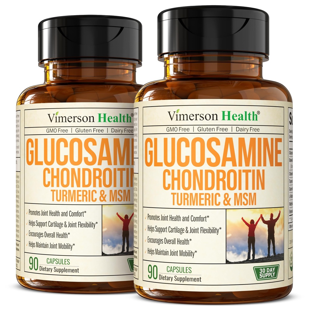 Glucosamine Chondroitin MSM – felles støttetilskudd for kvinner og menn med glucosaminsulfat 1500 mg, Chondroitin og MSM – for Cartilage, felles helse og fleksibilitet – 2 pakke