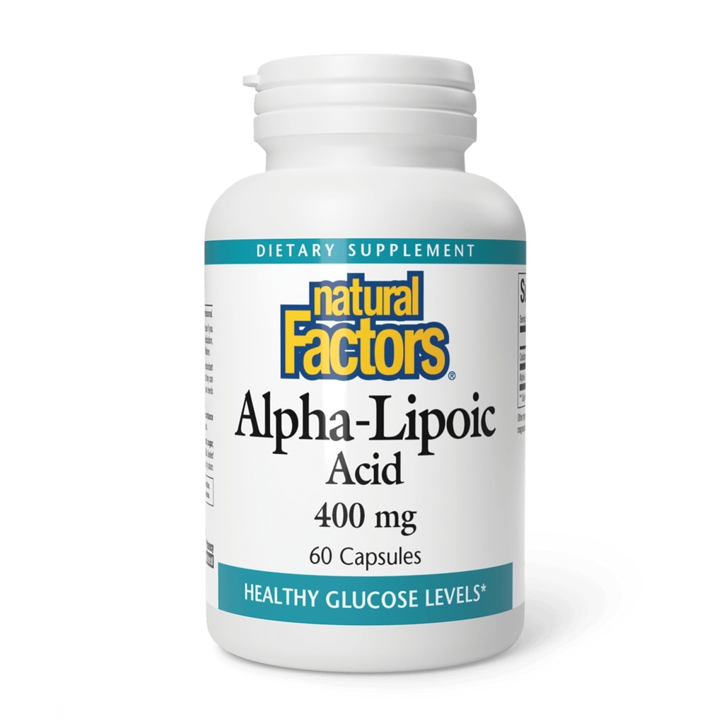 Naturlige faktorer Alpha-Lipoic Acid 400 mg, hele kroppen Antioksidant støtte, 60 kapsler